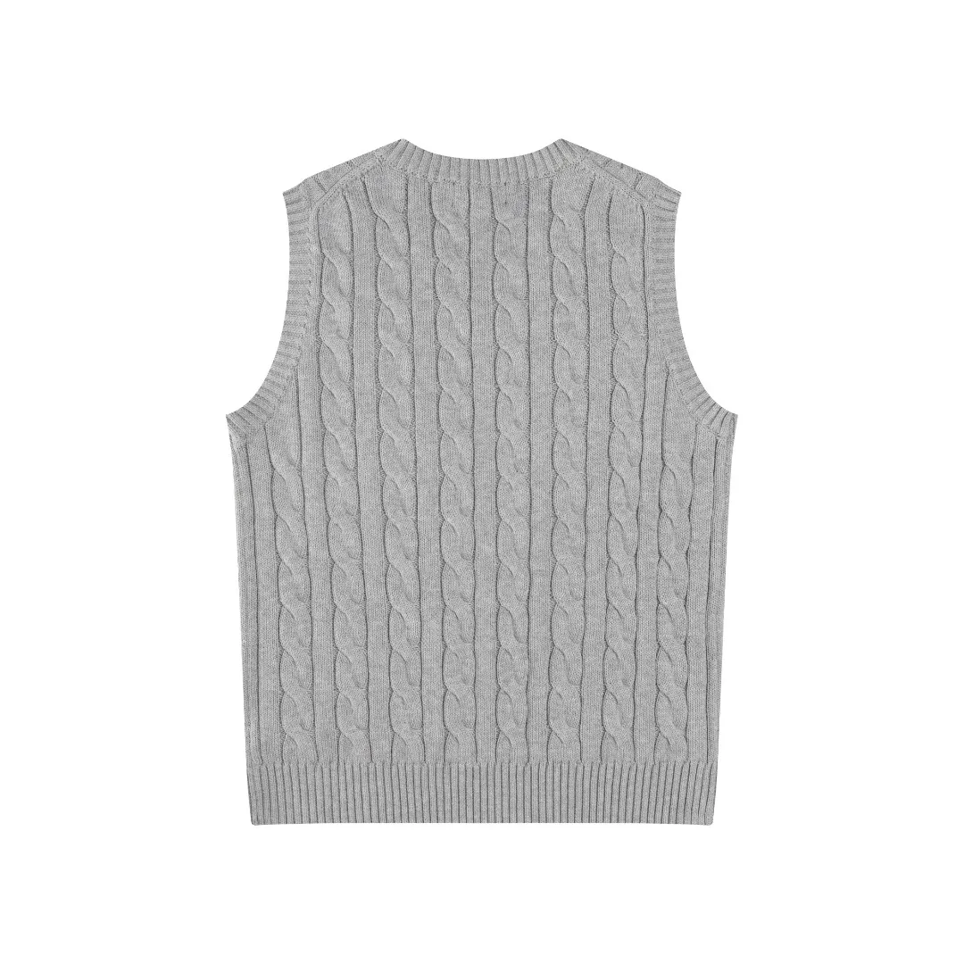 P176 #R82 Ralph Lauren Small Label Cable V Neck Vest Sleeveless Twist Sweater Women's Top Size: XS S M L Color: White Yellow Light Blue Pink Khaki Gray Navy Black Classic Cotton Yarn 100% White Cotton High Quality Classic Style Has Always Been Popular! The workmanship details are very good! Wearing a vest with a shirt is always the standard, with classic brand embroidery on the chest! All major stars have the same style! Best for couples. High quality goods! Xinjiang cotton micro-elastic and smooth fabric has excellent quality. Pure cotton is soft and skin-friendly. Length: 60/61/63/65 Bust: 44/46/49/52 Shoulder width: 36/37.5/39/41